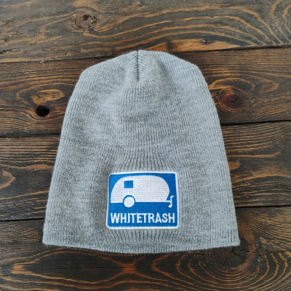 THC GREY WHITETRASH TOBOGGAN KNIT VINTAGE BEANIE SKULL HAT CAP SK8 SKATE